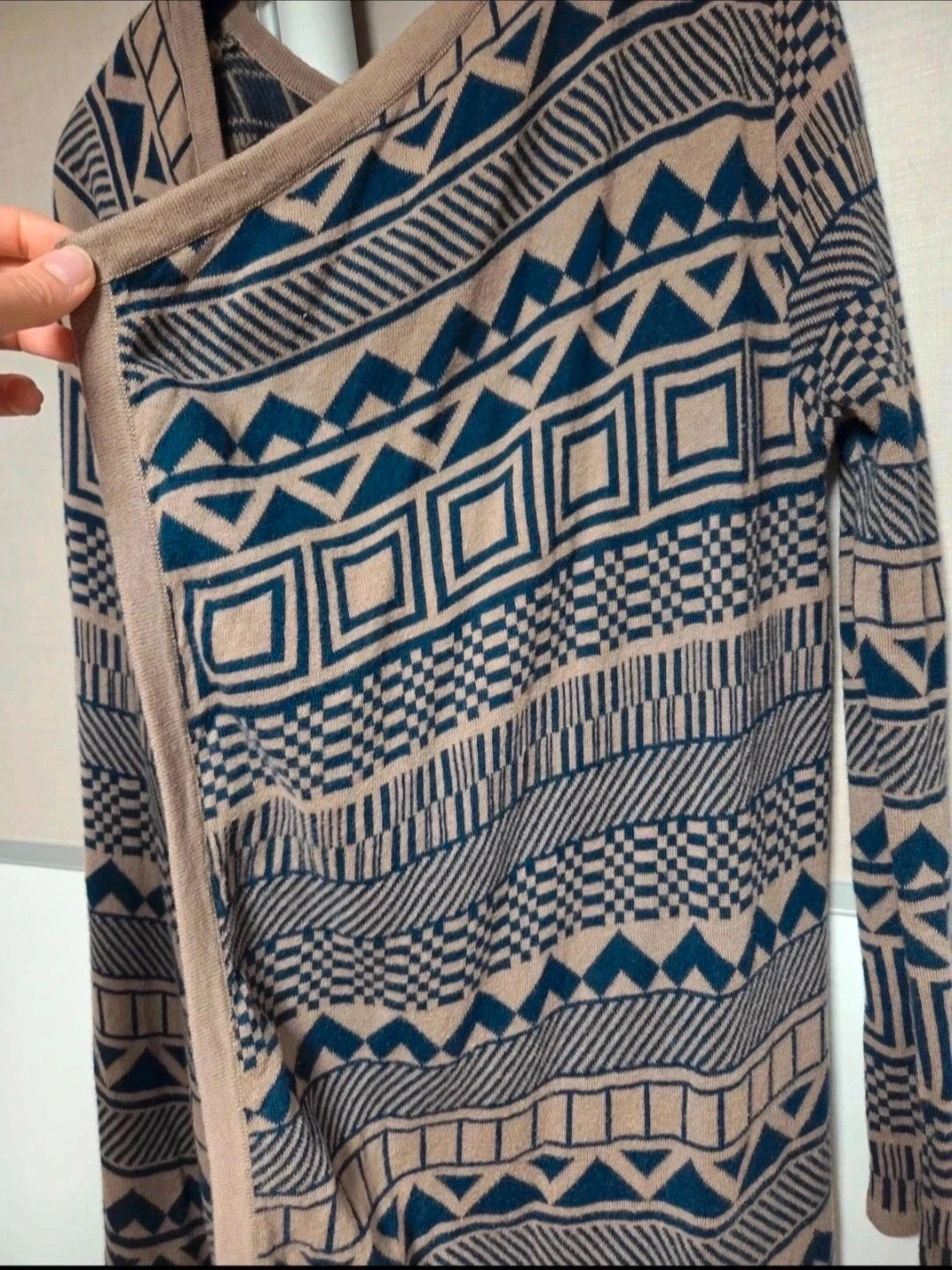 Chaleco largo con estampado azul y gris tamaño 36 – photo 3